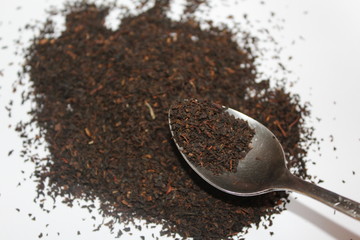 black tea on a teaspoon