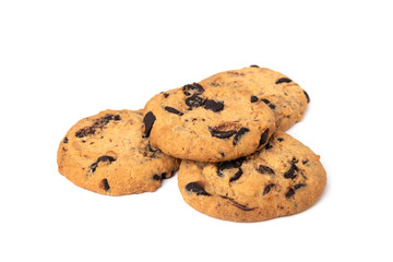 Cookies with chocolate isolated on white background.
