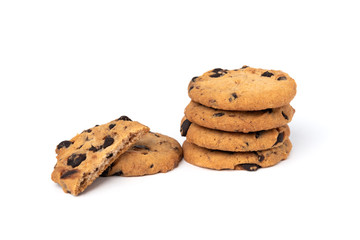 Cookies with chocolate isolated on white background.
