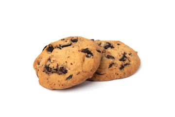Cookies with chocolate isolated on white background.