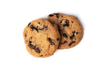 Cookies with chocolate isolated on white background.