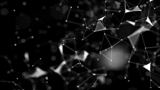 Abstract digital background with glitch effect. Unique design moving glitch small triangle shape grid figure at black background abstract animation.