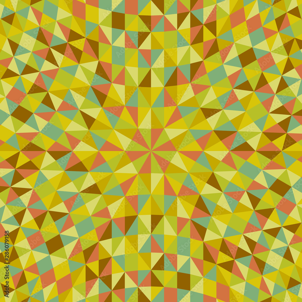 Poster Dynamic hypnotic radial tiled mosaic pattern background - colorful polygonal abstract psychedelic vector design with geometrical shapes