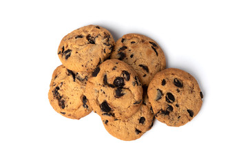 Cookies with chocolate isolated on white background.