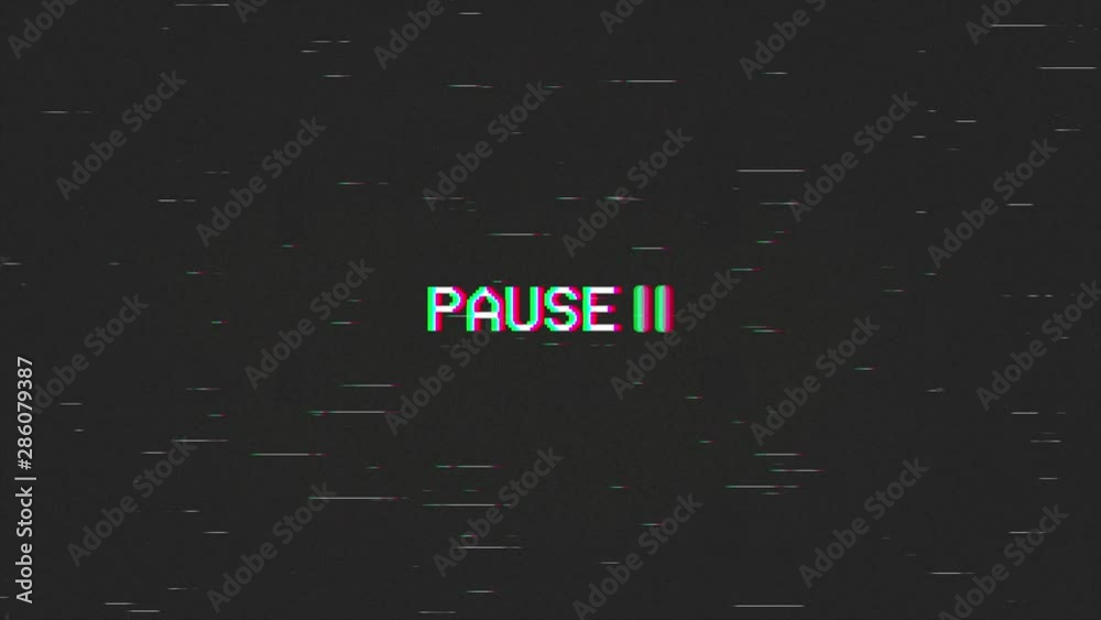 Aufkleber A capture of a VCR playing and pausing a VHS blank tape: the text Pause, appearing with a blinking symbol, at the center of the screen. Digital remake, regular size.