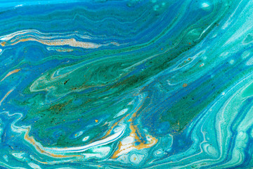 Fototapeta na wymiar Beautiful unique turquoise acrylic marble background.