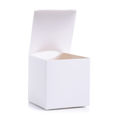 White box cardboard on white background isolation