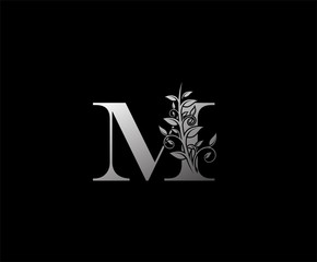 Luxury Silver M Letter Logo, perfect for fashion, restaurant, cafe, hotel and many company.