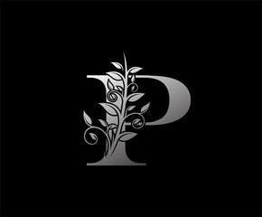 Luxury Silver P Letter Logo, perfect for fashion, restaurant, cafe, hotel and many company.