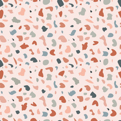 Terrazzo flooring vector seamless pattern in pastel colors