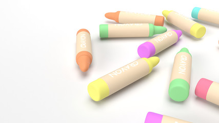 3d rendering crayons  multicoloured  for  kid concept.