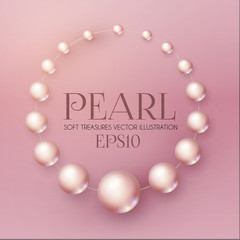 Fototapeta na wymiar Elegant 3D Pink Pearls. Pearl Beads. Treasure realistic design.