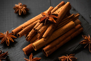 star anise with cinnamon sticks