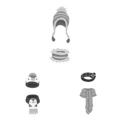 Vector design of headwear and fashion icon. Collection of headwear and cold stock symbol for web.