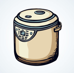 Pressure cooker. Vector drawing machine