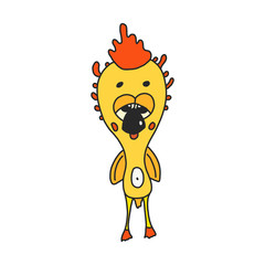 Cute cartoon chicken. Vector illustration.