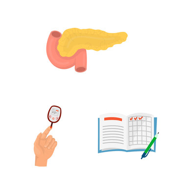 Vector design of mellitus and diabetes icon. Set of mellitus and diet stock symbol for web.