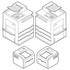 Drucker, verschiedene Ausf&uuml;hrungen [schwarz-wei&szlig;]