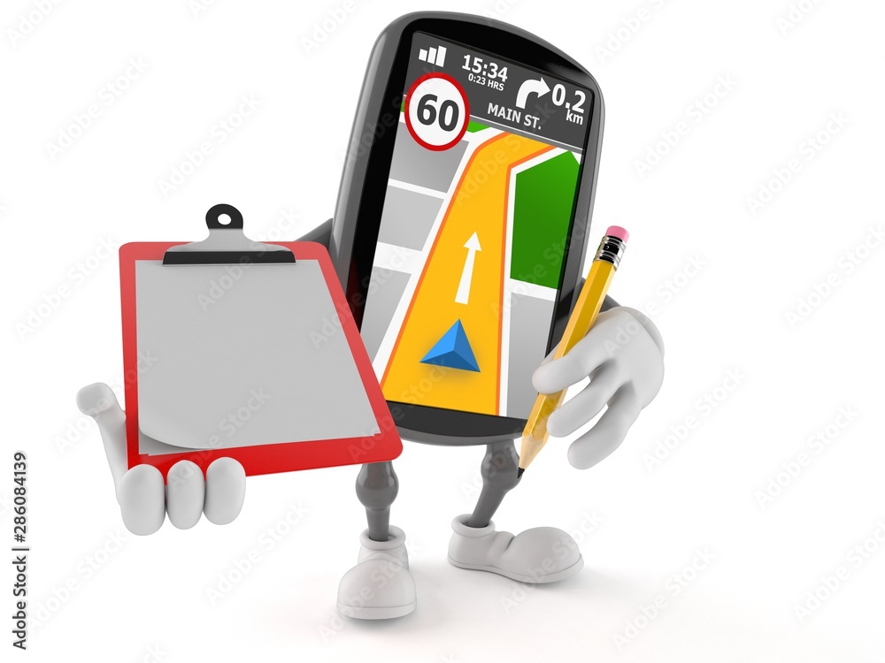 Canvas Prints GPS navigation character holding clipboard and pencil