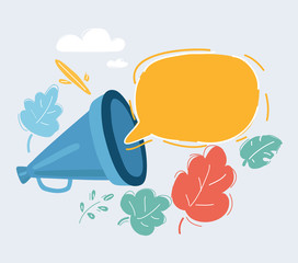 Hand holding megaphone with bubble speech