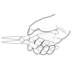 Spitzzange mit Hand [schwarz-weiß]