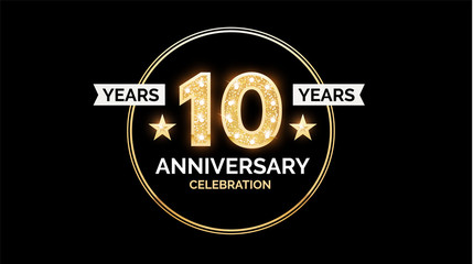 Fototapeta premium 1 year anniversary celebration design template with gold glitter effect.