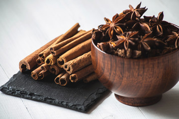 star anise with cinnamon sticks
