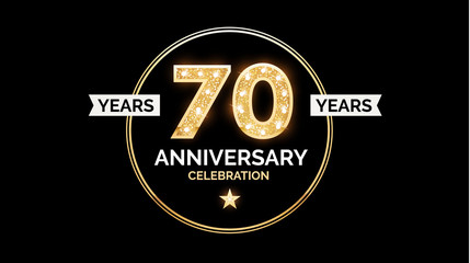 1 year anniversary celebration design template with gold glitter effect.