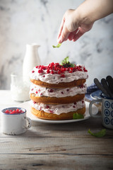Homemade ginger berry layered cake
