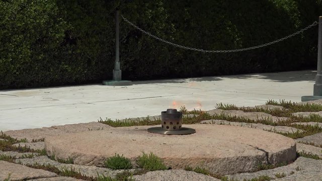 John F. Kennedy Eternal Flame at Arlington Cemetery. Virginia, USA.