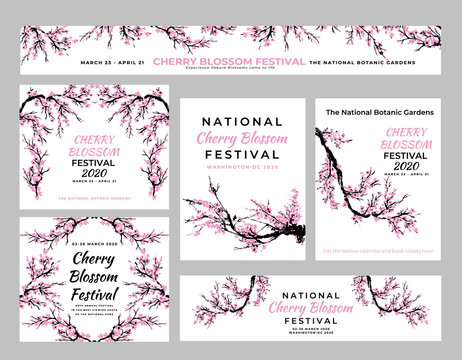 Cherry blossom templates set