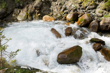 water flowing over rocks