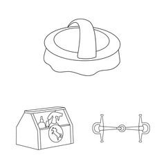 Isolated object of horseback and equestrian icon. Set of horseback and horse vector icon for stock.