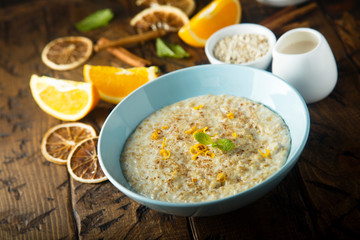 Oatmeal porridge with orange zest
