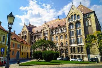 Majestic building in Budapest on sunny day