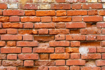 Obraz premium red brick wall texture grunge background with vignetted corners, may use to interior design