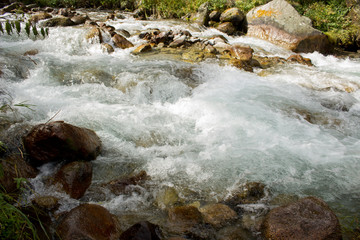 water flowing over rocks