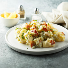 Homemade potato salad with bacon