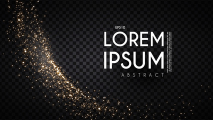 Elegant Shimmer of gold design with depth effect. Glitter particles. Magic fairy dust. Transparent design.