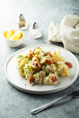 Homemade potato salad with bacon