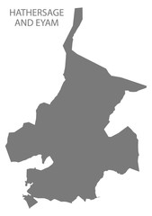 Hathersage and Eyam grey ward map of Derbyshire Dales district in East Midlands England UK
