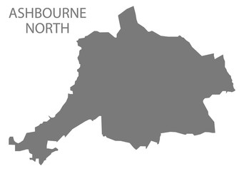 Ashbourne North grey ward map of Derbyshire Dales district in East Midlands England UK