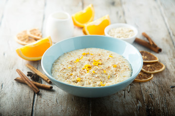 Oatmeal porridge with orange zest