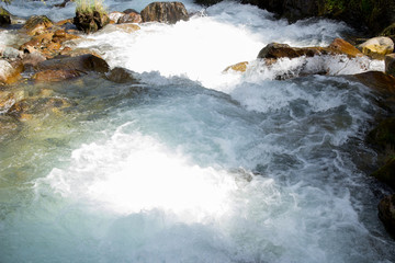 water flowing over the rocks