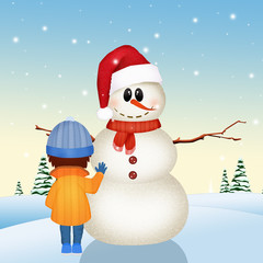 child make snowman
