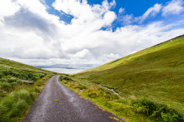 Fototapeta na wymiar Irish narrow road through the nature