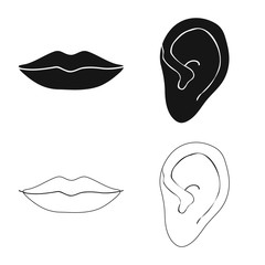 Isolated object of body and part sign. Set of body and anatomy vector icon for stock.