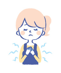 Illustration a woman suffers from dry hands