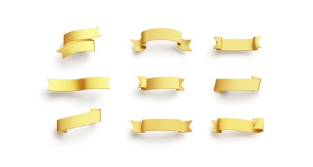 Blank gold banderole mock up set, isolated