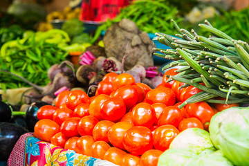 Displaying wide range of fresh fruit and vegetable at the market - image